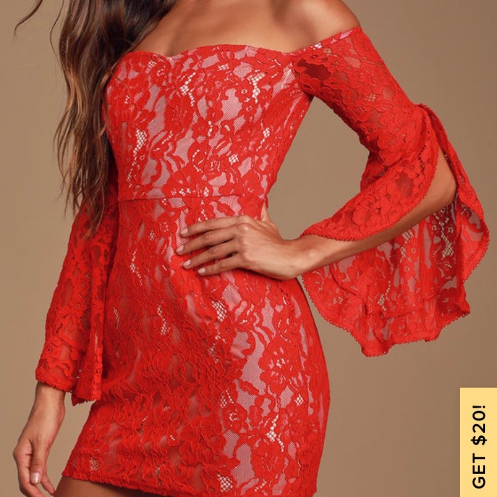 NWT Lulus red lace dress